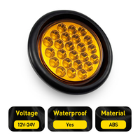 Feux Stop, Clignotants et Arrière pour Camion et Remorque, Ronds, Étanches, 4 Pouces, 24 LED, avec Anneau en Caoutchouc