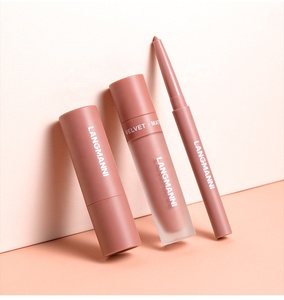 Kit de <span class=keywords><strong>maquillage</strong></span> pour les lèvres à trois pièces, rouge à lèvres liquide mat longue durée imperméable, crayon à lèvres, rouge à lèvres, vente chaude - Product Image 3
