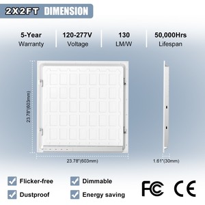 NGT 2x2 FT Center Basket LED Troffer Panel <b>Light</b> 40W - 20W 5 Color Options Dimmable Drop Ceiling <b>Lights</b> 120-277V ETL DLC - Product Image 6