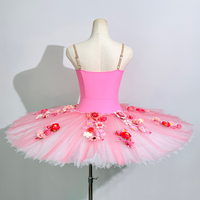 Gaun Tutu Balet Klasik Sleeping Beauty Profesional untuk Wanita Dewasa, Aplikasi Bunga Buatan Tangan, Rok Tulle Kaku
