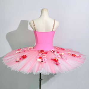 Vestido de Ballet Clásico Tutú Profesional Fitdance para Mujer Adulta, Diseño Bella Durmiente, Hecho a Mano con Apliques Florales y Falda de Tul Rígido - Product Image 5