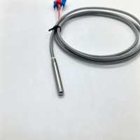 Sonde de résistance en platine PT100 en acier inoxydable, 500 ℃   Câble en acier tressé en fibre de verre résistant, fourche en U à 3 fils