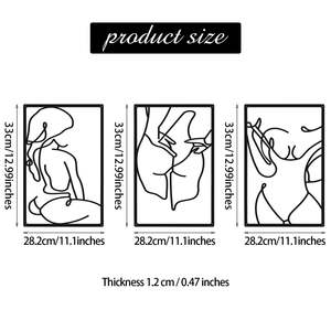 Art mural <span class=keywords><strong>minimaliste</strong></span> abstrait en métal pour <span class=keywords><strong>femme</strong></span>, <span class=keywords><strong>dessin</strong></span> au trait, décoration murale à une ligne, décoration murale à suspendre pour la maison - Product Image 3