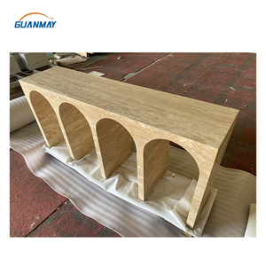 Mesa de consola de travertino para decoración del hogar, mesa de centro nórdica moderna con forma de arco de entrada, mesas de consola de decoración de mármol travertino - Product Image 1