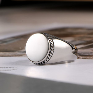 Modern <b>Titanium</b> Steel <b>Ring</b> Round Bezel Setting Unisex Fashion Jewelry SA938 - Product Image 1