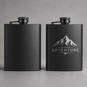 Gourde de hanche en acier inoxydable noir mat de qualité alimentaire, portable, gravée au laser, pour alcool, spiritueux, <span class=keywords><strong>vin</strong></span>, whisky - Product Image 3
