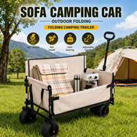 Chariot pliant avec sièges, chariot de camping d'extérieur, chariot double usage pour s'asseoir et s'allonger, chariot utilitaire portable pour pique-nique avec siège-canapé