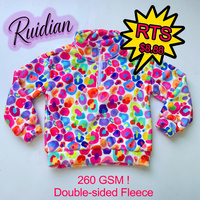 Sweat-shirt en polaire à imprimé dessin animé pour enfants RTS, 260 GSM, double face, en peluche, pull à demi-zip, livraison rapide, haut d'hiver pour enfants