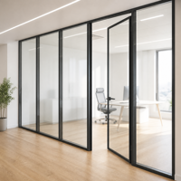 Cloison en verre à cadre dissimulé, cadre en aluminium, verre trempé, séparateur de bureau pour salle de réunion, panneaux d'isolation acoustique
