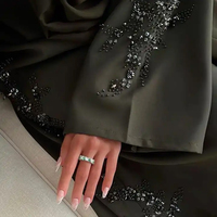 Meilleures Ventes de Vêtements Islamiques pour Femmes Musulmanes, Abaya de Dubaï de Bonne Qualité avec Perles et Perles Vertes
