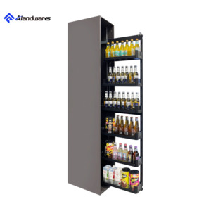 Modern 180cm Tall Tempered Glass Kitchen <strong>Pantry</strong> Rack 6-Tier Magic Corner Narrow Pull <strong>Cabinet</strong> Storage Side Mounted <strong>Cabinets</strong> - Product Image 1