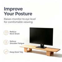 Support d'écran en bambou avec tiroir, rehausseur d'ordinateur ergonomique pour bureau avec gestion des câbles et organisateur de rangement pour la maison et le bureau
