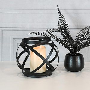 Wholesale Decorative <b>Black</b> Banded Metal <b>Lantern</b> For Home Decor Indoor Outdoor In Low Prices - Product Image 5