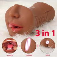 Masturbateurs masculins artificiels 3 en 1 en TPE avec godet de masturbation 100% étanche 20x10cm Pocket Pussy pour adultes
