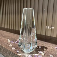 Vase suspendu en verre transparent fait main, motif floral, avec facettes de diamant, 8 mm, pour terrarium, décoration de mariage, cadeau de bureau