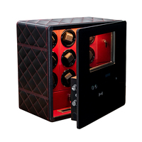 Homisafe Coffret de rangement latéral de luxe en cuir diamanté à 9 emplacements pour remontoir de montres automatique, bijoux et argent liquide