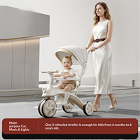 Tricycle parent-enfant avec auvent en plastique PP, 3 roues en EVA, 2-4 ans