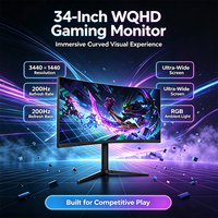Moniteur LCD ultra-large 34 pouces 16:9 à bords fins pour les grossistes en électronique de bureau, contraste 3000:1, 1 ms, WQHD, moniteur d'ordinateur de bureau