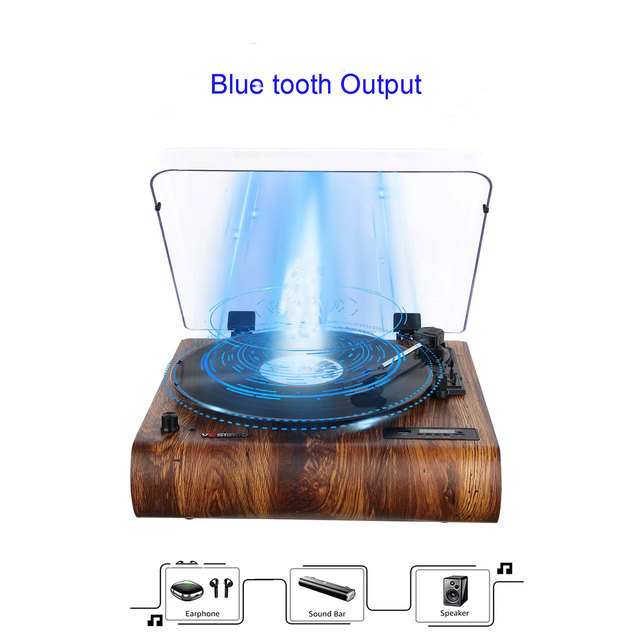 Hot Sell Wooden Antique Phonograph Vinyl Records Turntables Player with Dust Cover