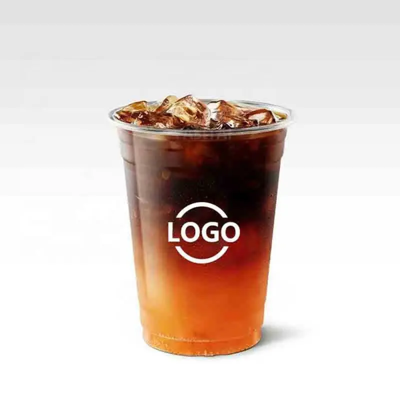 Clear 8oz 9oz 10oz 12oz 16oz 20oz 24oz custom logo printed cold coffee drinking plastic pet cups to go for smoothies