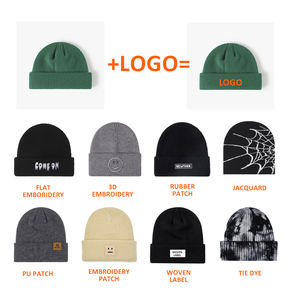 قبعات شتوية محبوكة عالية الجودة من الأكريليك مع شعار مطرز مخصص، قبعة فضفاضة بحافة مطوية للرجال والنساء - Product Image 4