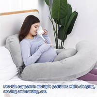 Oreiller de grossesse en coton amovible pour tout le corps avec housse en velours cristal