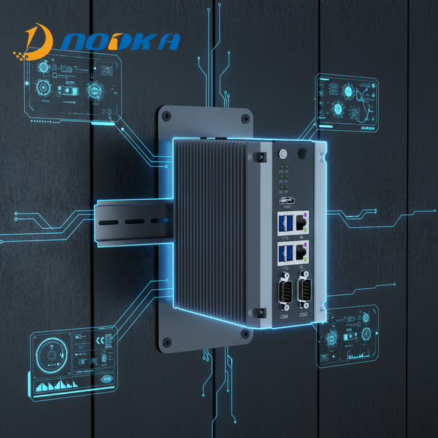 Nodka Industrial Low Power Fanless Computer 2 LAN Din Rail Embedded Mini PC