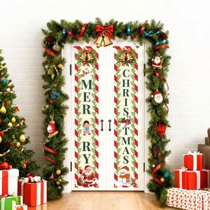 Bannière de Noël suspendue 80*180cm en polyester avec tringle en PVC pour décorations de porte et articles de fête - Product Image 5