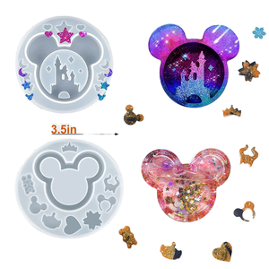Castle Mouse kepala pengaduk cetakan Resin epoksi silikon cetakan untuk perhiasan DIY gantungan kunci mengisi botol Maple daun PC kantor OPP - Product Image 3