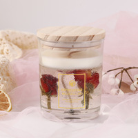 Langlebige trockene Blumen gelee kerze im Glas mit Holzdeckel Home Duft Duft kerzen für Valentinstag angepasst