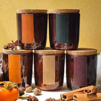 Logotipo personalizado de lujo marrón ámbar 7oz a 15oz envases de vidrio vacíos para velas con tapa de metal impresión offset para la fabricación de velas