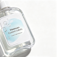 Étiquettes autocollantes transparentes en PET pour lavage des mains moussant Haoxuan OEM, imprimées à l'encre blanche avec vernis sélectif UV pour emballage de bouteilles