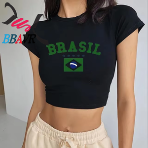 European and American Four Seasons New Women's Short Sleeve Round Neck Casual Letter Print Simple <b>Style</b> T-Shirt - Product Image 5