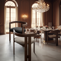 Chaise de salle à manger en laiton de luxe contemporain, tissu noir, forme tonneau, pour hôtel et restaurant