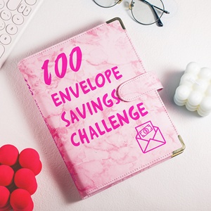 Organisateur de budget en cuir PU <span class=keywords><strong>A5</strong></span> motif marbre 2027, avec enveloppes personnalisées pour le défi d'épargne de 100 jours - Vente en gros - Product Image 4