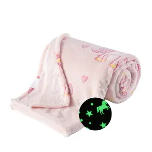 Lichtgevende Deken Glow In The Dark Throw Deken Lichtgevende Schattige Deken Met Eenhoorn Patroon Verjaardag Uniek Cadeau Voor Kind