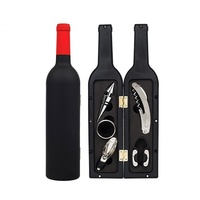 Fabricant Direct Transfrontalier – Nouveau Set Cinq Pièces pour Bouteille de Vin en Acier Inoxydable Noir – Ouvre-Bouteille, Verseur, Bouchon – Design Simple