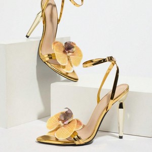 Sandalias de tacón alto con patrón geométrico, correa al tobillo, tacón de bloque, punta abierta y cierre de hebilla, moda de verano - Product Image 5