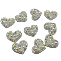Vente en gros de strass AB 22x19mm à coudre ou à coller, décoration pour pinces à cheveux, accessoires vestimentaires, appliques en forme de cœur, patchs perlés