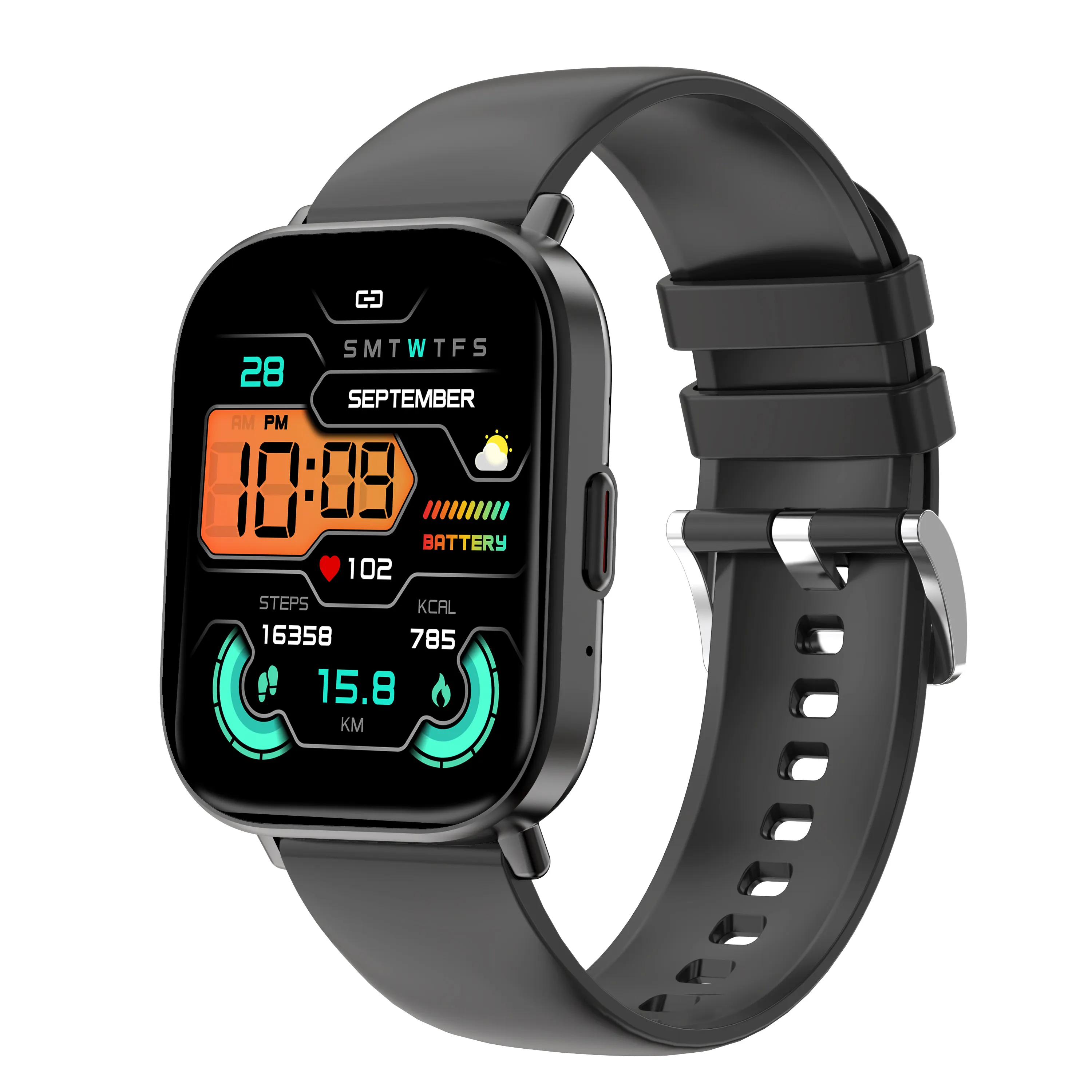 G127 Smart Watch 2,01 Zoll quadratischer Glasbildschirm günstig Dafit APP BT Anruf personalisierbarer Benutzeroberflächen-Stil Herzfrequenz-Fitnesstracker Smartwatch
