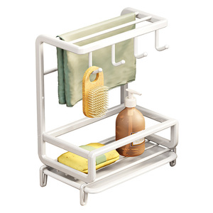 Support de rangement pour torchons de cuisine, égouttoir à torchons pour robinet, support de rangement sans perçage pour éponges et serviettes d'évier - Product Image 5