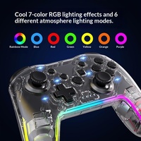 Manette de jeu sans fil transparente RGB à double vibration 6 axes Turbo PC Android Steam