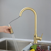 Robinet de cuisine à retrait, en acier inoxydable, avec capteur intelligent, sans contact, en or brossé, nouveau modèle