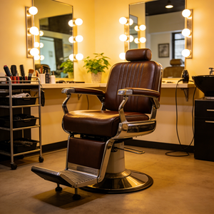 Fauteuil de Barbier Électrique Moderne avec Repose-Pieds, Cadre en Acier Inoxydable, Revêtement en Cuir PU, Chaise de Coiffure pour Salon de Beauté - Product Image 2