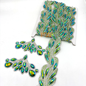Nastro di pizzo con strass in resina scintillante e perline di cristallo, decorazione per Carnevale di Trinidad, <span class=keywords><strong>Mas</strong></span>, Samba, Rave Festival - Product Image 5