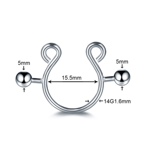 Anneau de fer à cheval en acier inoxydable 14G, non perçant, anneaux de tétons pour femmes, faux <span class=keywords><strong>piercing</strong></span> de tétons, bijoux avec doubles billes - Product Image 2