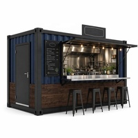 Kiosque alimentaire en conteneur de style européen de 20 pieds, restaurant préfabriqué en conteneur, bar mobile rustique pour quartiers historiques