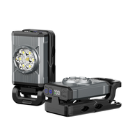 Lampe de travail LED rechargeable multifonctionnelle, 360° ° Pince rotative, crochet magnétique, lumière d'avertissement rouge et bleue et lumière ambiante RVB