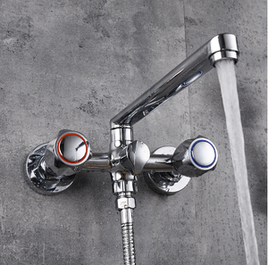 ชุดก๊อกน้ำฝักบัวทำจากวัสดุทองเหลืองด้ามคู่ติดผนังอเนกประสงค์เคลื่อนย้ายได้ก๊อกน้ำฝักบัวอาบน้ำในห้องน้ำ - Product Image 3