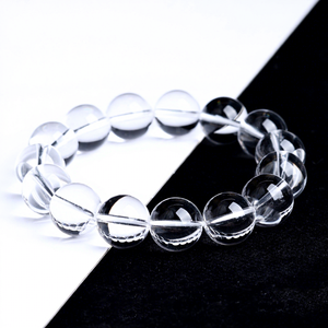 Pulsera de cuentas de cuarzo transparente natural, pulsera elástica de cristal de alta claridad, energía curativa, joyería espiritual de meditación para mujeres - Product Image 1